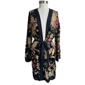Willow & Clay Burnout Velvet Floral Kimono Dress Boho Belted S\M